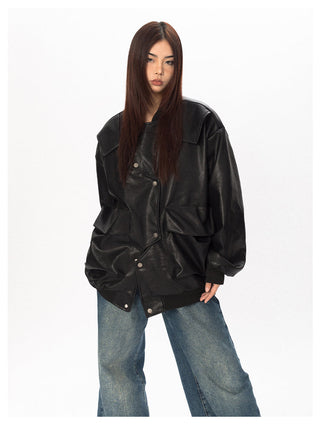 Original Labeling Leather Coat