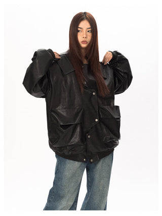 Original Labeling Leather Coat