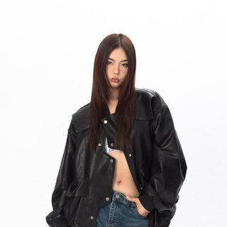 Original Labeling Leather Coat