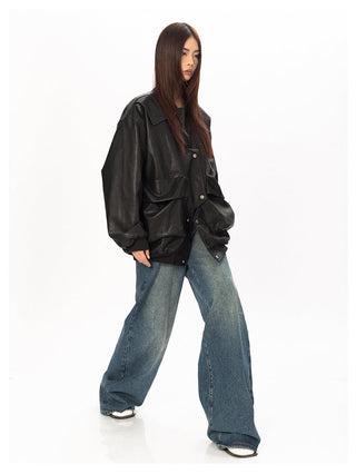 Original Labeling Leather Coat
