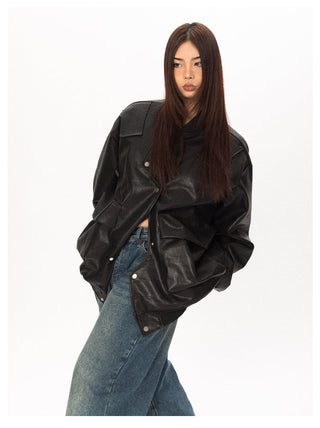 Original Labeling Leather Coat