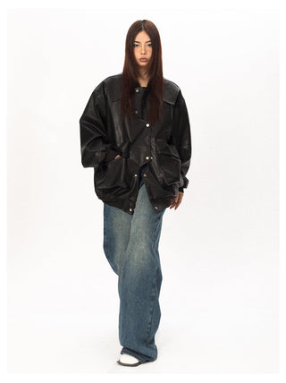 Original Labeling Leather Coat