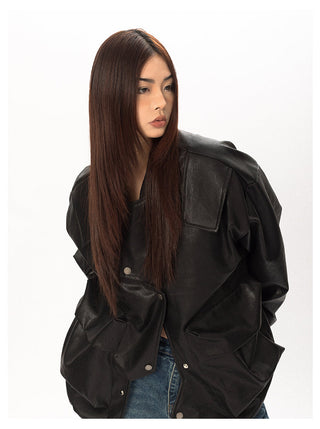 Original Labeling Leather Coat