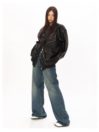 Original Labeling Leather Coat