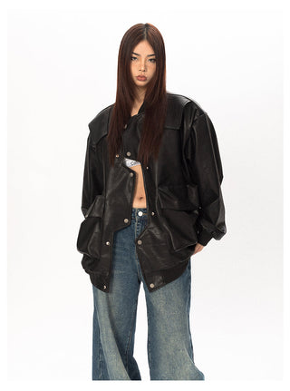 Original Labeling Leather Coat