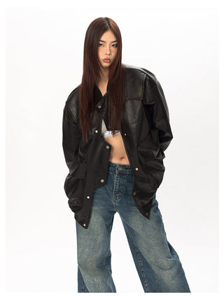 Original Labeling Leather Coat