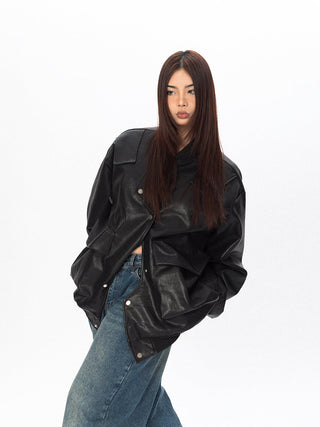 Original Labeling Leather Coat