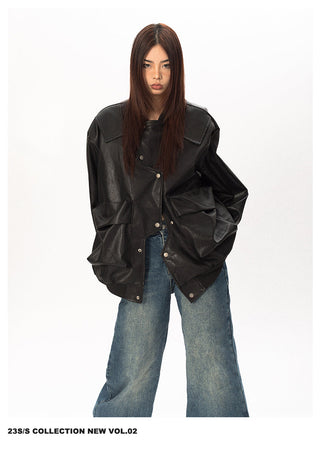 Original Labeling Leather Coat