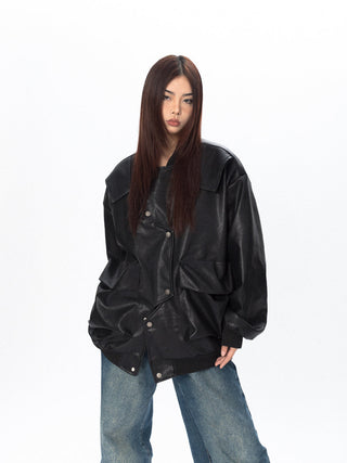 Original Labeling Leather Coat