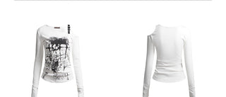 Graffiti Print Off-Shoulder Top