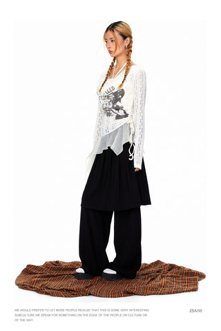 Mesh Stitching Fake Two-Piece