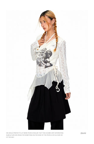 Mesh Stitching Fake Two-Piece