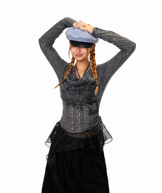 Mesh Stitching Fake Two-Piece