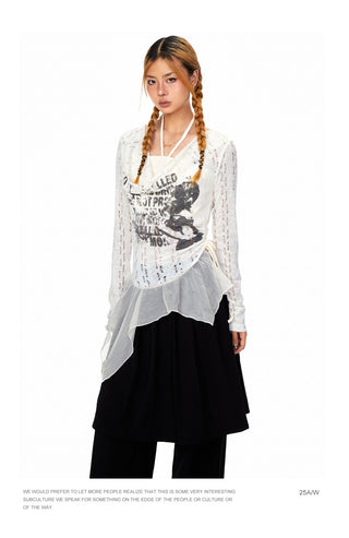 Mesh Stitching Fake Two-Piece