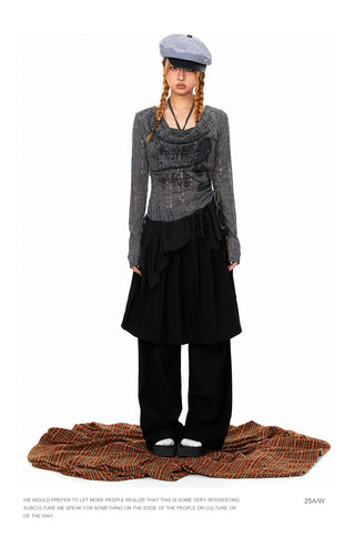 Mesh Stitching Fake Two-Piece