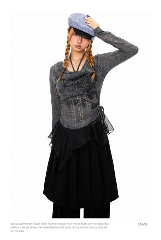 Mesh Stitching Fake Two-Piece