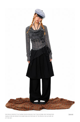 Mesh Stitching Fake Two-Piece