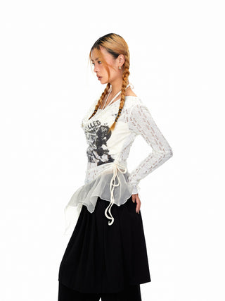 Mesh Stitching Fake Two-Piece