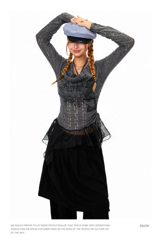Mesh Stitching Fake Two-Piece