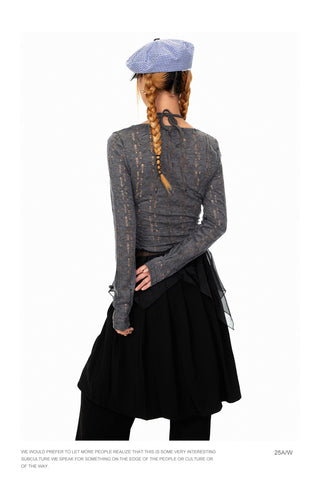 Mesh Stitching Fake Two-Piece