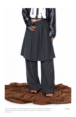 Wide-Leg Suit Mop Pants