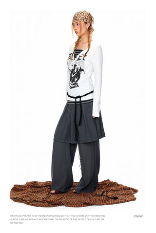 Wide-Leg Suit Mop Pants