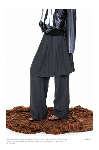Wide-Leg Suit Mop Pants