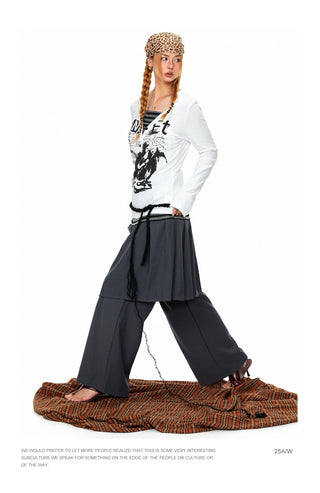 Wide-Leg Suit Mop Pants