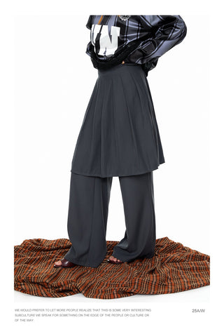 Wide-Leg Suit Mop Pants