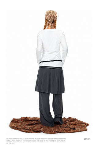 Wide-Leg Suit Mop Pants