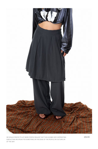 Wide-Leg Suit Mop Pants