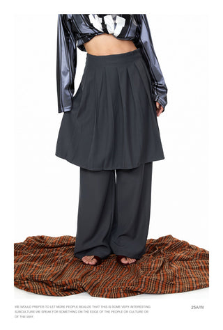 Wide-Leg Suit Mop Pants