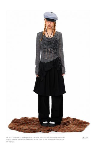 Wide-Leg Suit Mop Pants