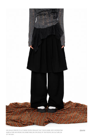 Wide-Leg Suit Mop Pants