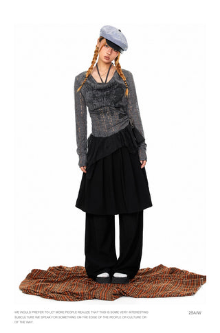 Wide-Leg Suit Mop Pants