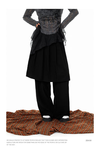 Wide-Leg Suit Mop Pants