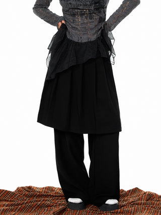 Wide-Leg Suit Mop Pants