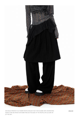 Wide-Leg Suit Mop Pants