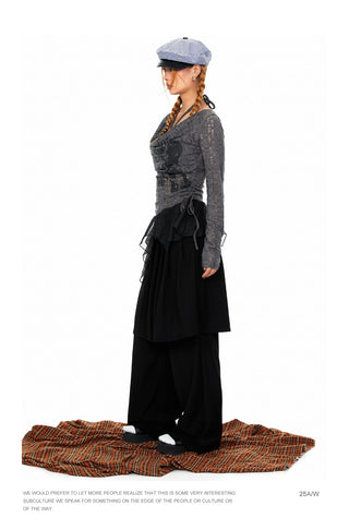 Wide-Leg Suit Mop Pants