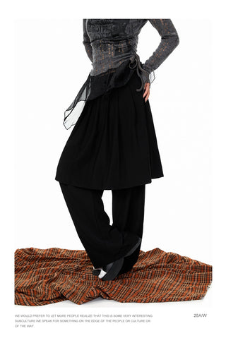 Wide-Leg Suit Mop Pants
