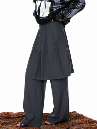 Wide-Leg Suit Mop Pants