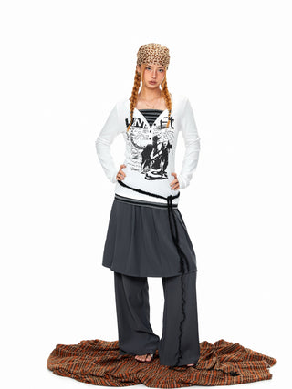 Wide-Leg Suit Mop Pants