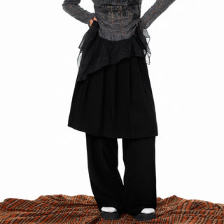 Wide-Leg Suit Mop Pants