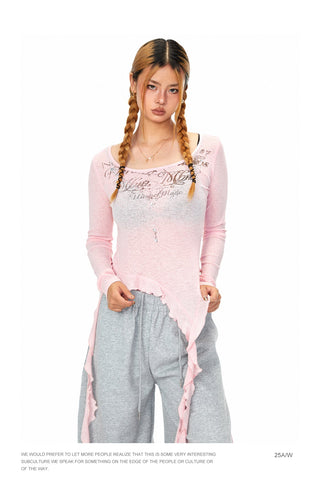 Irregular Tassel Ribbon Top