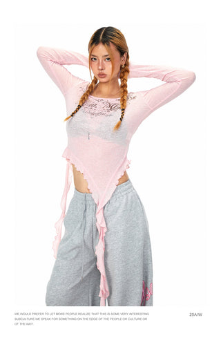 Irregular Tassel Ribbon Top