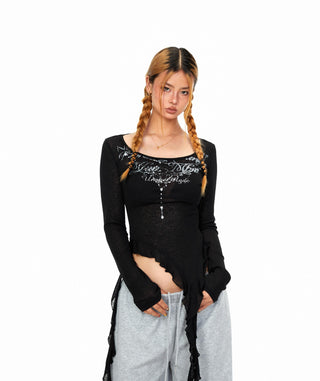 Irregular Tassel Ribbon Top