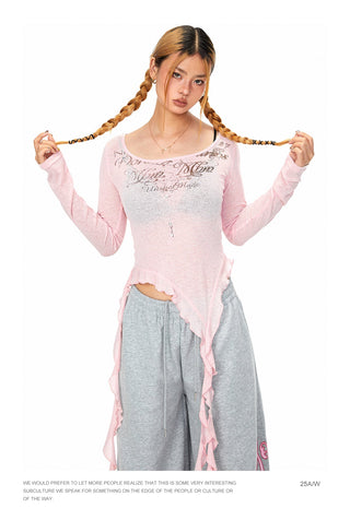 Irregular Tassel Ribbon Top