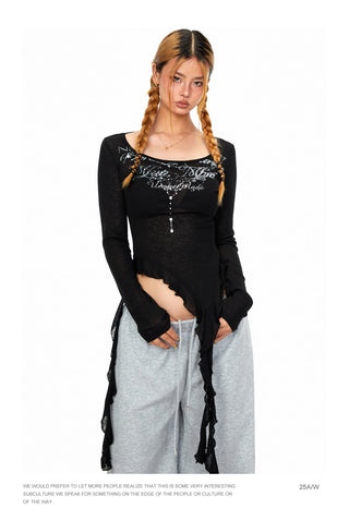 Irregular Tassel Ribbon Top