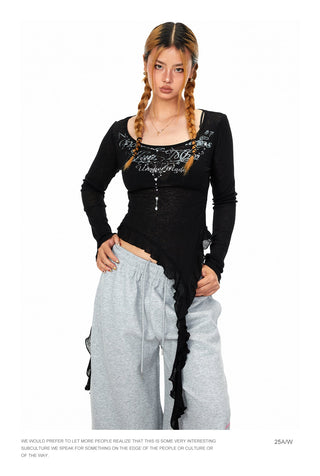 Irregular Tassel Ribbon Top