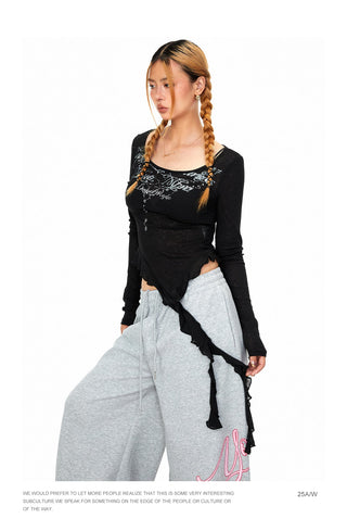 Irregular Tassel Ribbon Top